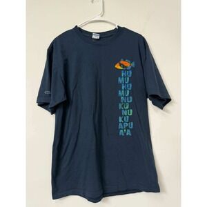 Crazy Shirts Hawaii Mens Large Humuhumunukunukuapua'a Fish Graphic T-Shirt Navy